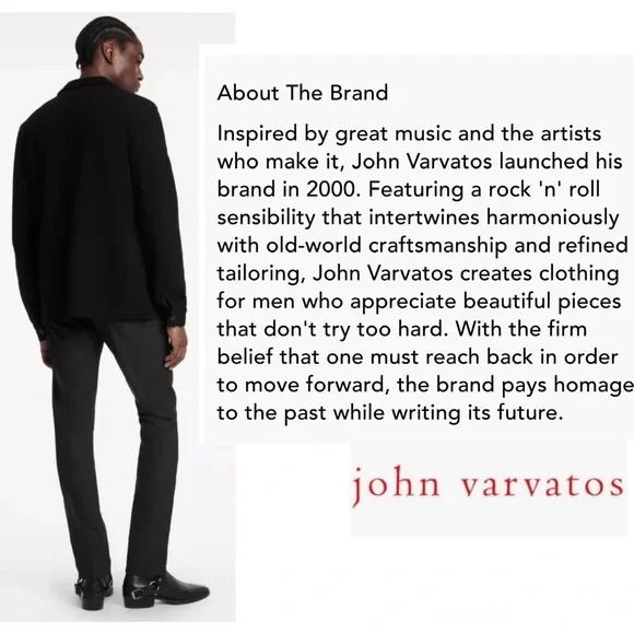 John Varvatos, 29” Waist, Men’s, Black Jeans, Straight Leg, Slim, Designer, NWT! - Picture 8 of 12